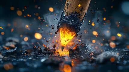 Fiery Brushstroke 3D Illustration