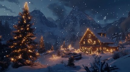 Fototapeta premium Beautiful Christmas Card 8K Realistic Lighting Highly Detailed