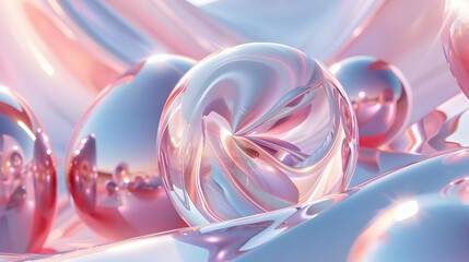 Pink and Blue Abstract 3D Render