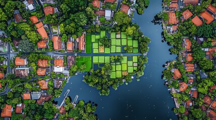 Naklejka premium Aerial View of Colorful Farmland in Germany: Aerial Photography of Patchwork Landscape, Agricultural Beauty, Rural Development, and Sustainable Farming Concept