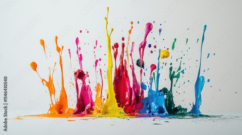 Aufkleber A vibrant splash of colorful paint creating an artistic display on a white background.