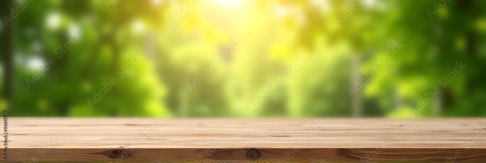 Aufkleber A real wood table top with a blurred leaf tree pattern in the background is ideal for product displays and designs._00003_