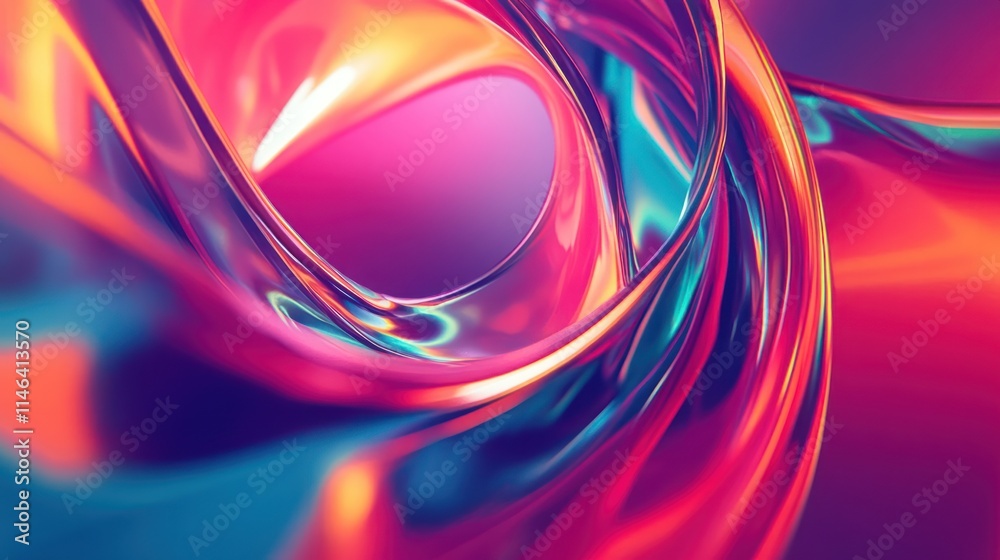 Poster A vibrant, abstract swirl of colorful, glossy shapes creating a dynamic visual experience.