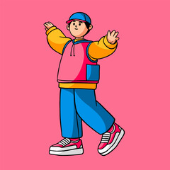 Hand drawn kid cartoon comic illustration