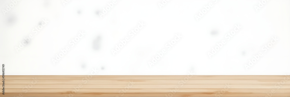 Poster a minimalist wood tabletop is placed on a white abstract background for montage product display and 