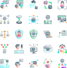 How to use AI 25 icon bundle in flat color style