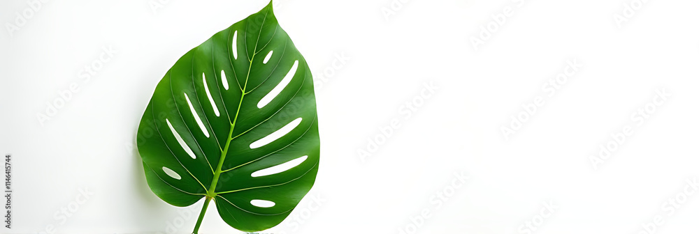 Poster a leafy tropical design is showcased in sharp focus against clean white backgrounds with a selective