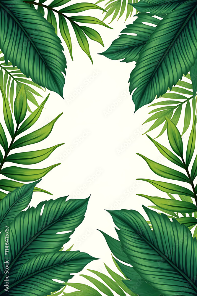 Aufkleber a lush tropical leaf pattern serves as a beautiful and vibrant background element in an illustration
