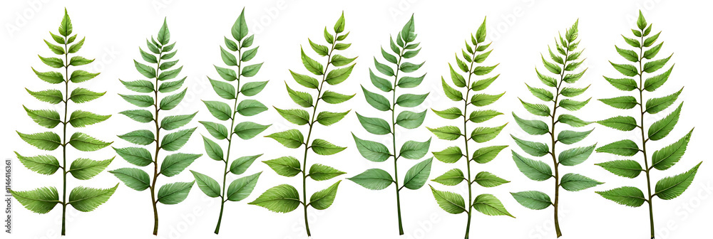 Aufkleber a fern leaf pattern is created on a white background in this tropical botanical illustration of natu