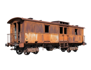 Rusty, Abandoned Train Car Isolated on Transparent Background