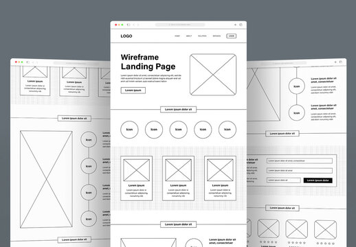 Modern Corporate Website Wireframe Landing Page UI UX Layout