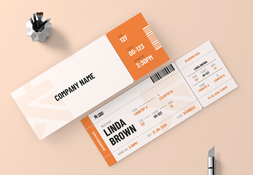 Modern And Professional Flight Boarding Pass Template