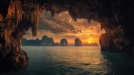 The cave of Tham Pak Tham displays a stunning picture of the sea,