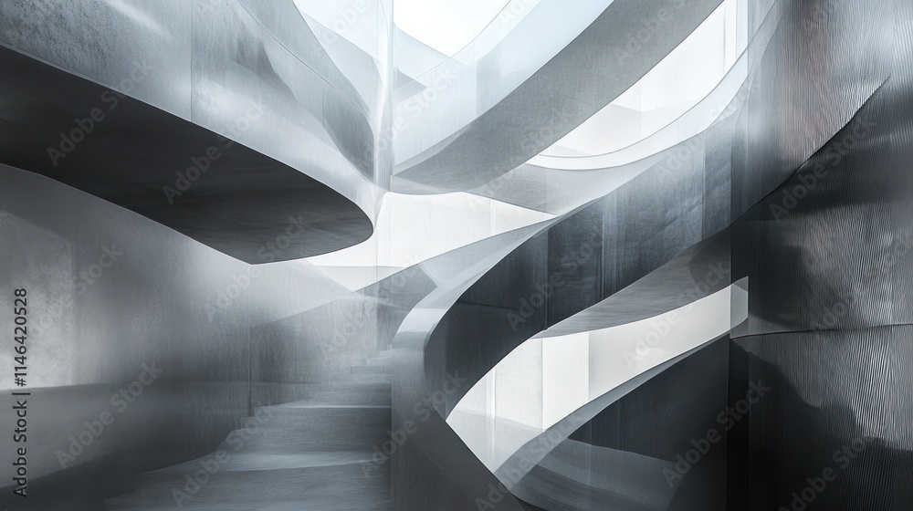 Poster Abstract architectural space with smooth curves and light interplay.