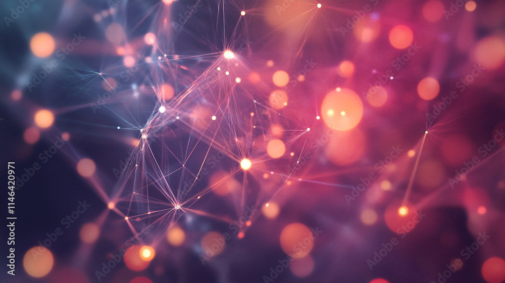 Poster colorful abstract background with light patterns and network structures.