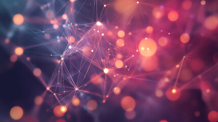 Colorful abstract background with light patterns and network structures. 