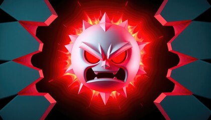 4K HD Wallpapers Angry Emoji Surrounded By Sharp Geometric Shapes And A Glowing Red Aura Of Energy. Desktop Wallpaper HD. HD Backgrounds