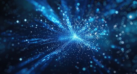 Fototapeta premium Abstract Background. Dark Blue with Glowing Particle Effect and Light Explosion