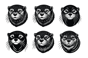 Otter head silhouette vector illustration
