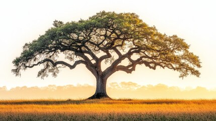 Fototapeta premium Oak Tree Isolated on White Background: Nature, Environmental Sustainability, Green Design, Ecology, and Botanical Photography Concepts
