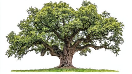 Oak Tree Isolated on White Background: Nature, Environmental Sustainability, Green Design, Ecology, and Botanical Photography Concepts