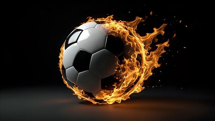 Fototapeta premium pallone da calcio infuocato