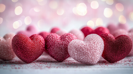 Obraz premium festive style glittering valentine heart shaped baubles