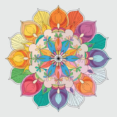 Colorful Floral Mandala vector art illustration