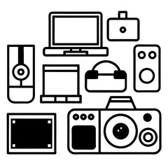 sets of Electronics items vector illustration