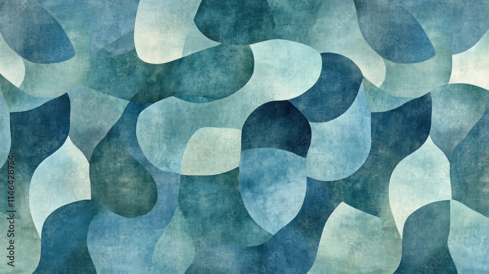 Poster abstract blue pattern with organic shapes and gradients, creating a soothing visual effect.