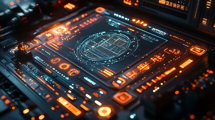 Obraz premium Futuristic Technology Control Panel Interface Display