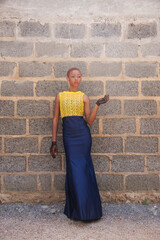 young african woman in elegant dress