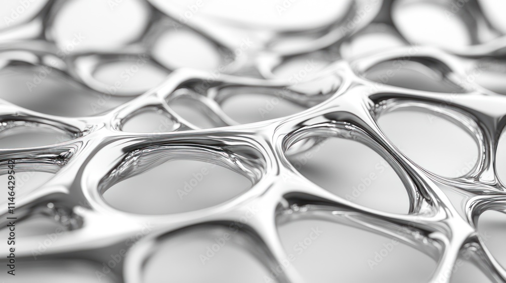 Fototapete Abstract close-up of a fluid, interconnected structure resembling transparent bubbles.