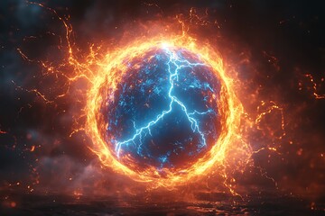 Fiery Planet Engulfed by Electric Storms