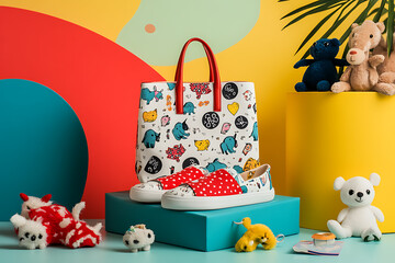 Obraz premium Adorable Kids Accessories with Animal Prints