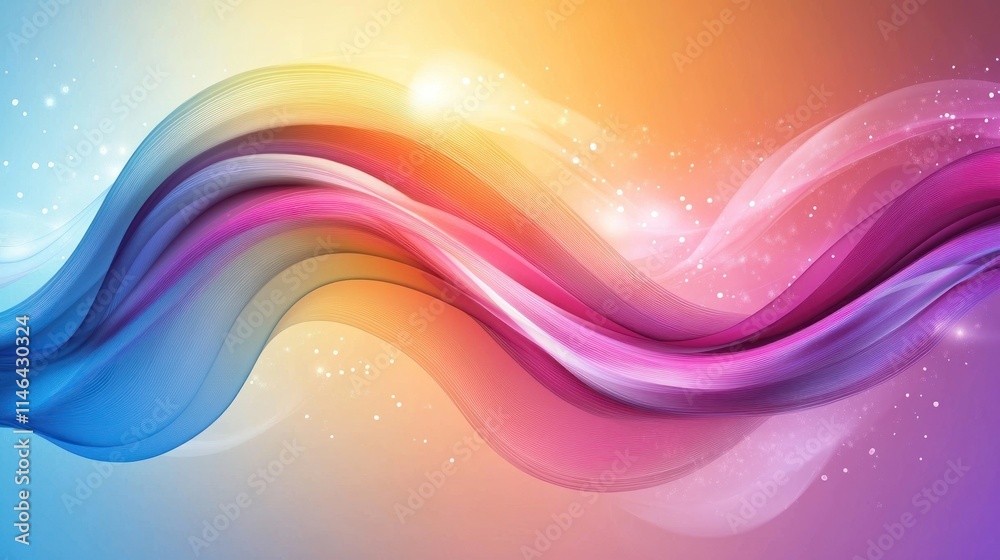 Aufkleber Abstract colorful waves with a soft gradient and sparkling elements.