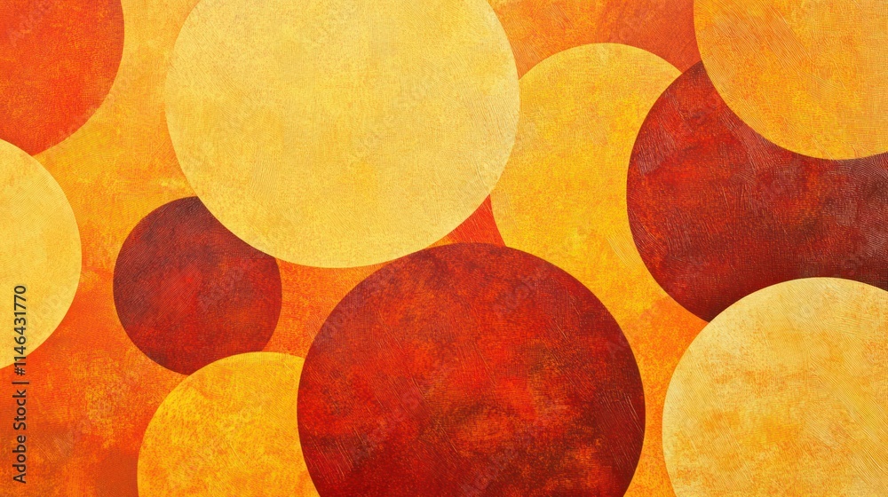 Poster Abstract composition of overlapping circles in warm colors, creating a vibrant visual impact.