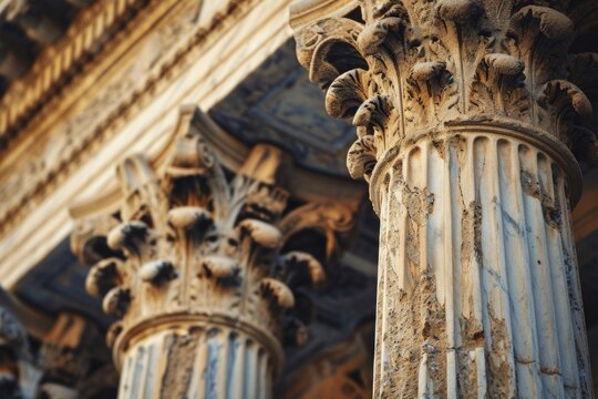 Classical Courthouse Facade: Closeup of Authority Inscription on Granite Column