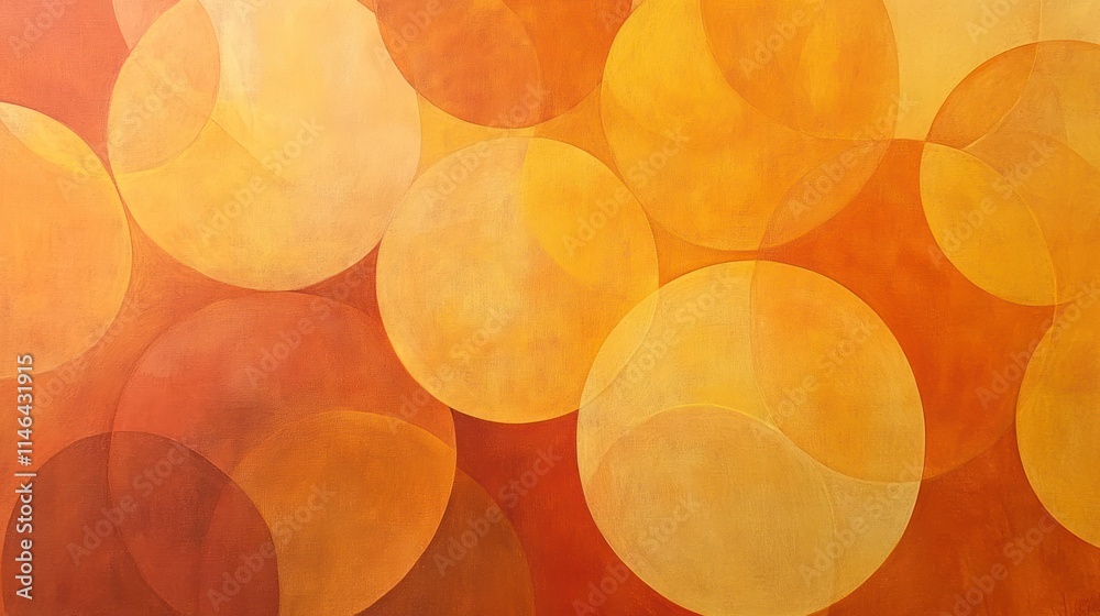 Aufkleber Abstract composition of overlapping circles in warm hues of orange and yellow.