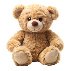 Obraz premium Adorable teddy bear with golden bow, perfect for children's products.