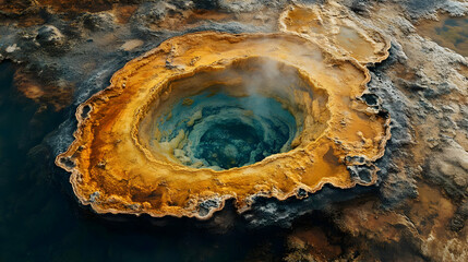 Aerial View Geothermal Spring Illustration