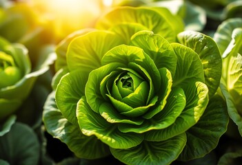 Obraz premium Vibrant green lettuce, healthy food, farm fresh produce