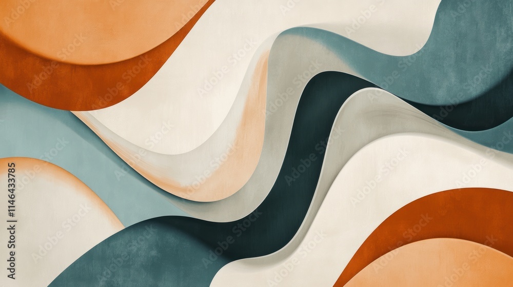 Aufkleber abstract design featuring flowing shapes in earthy tones and soft colors.