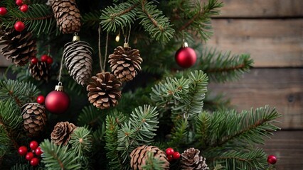 Rustic Woodsy Christmas Tree: Decorate with pine cones, berries, and natural ornaments.