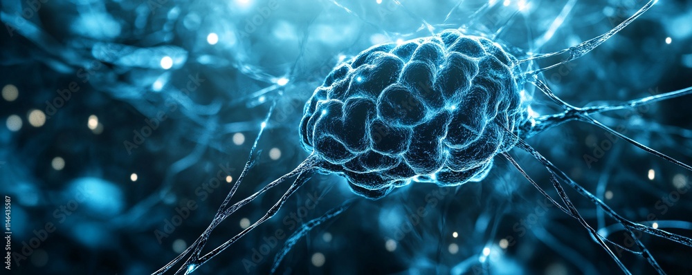Aufkleber Neural network showing brain activity and synapses firing