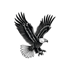 Elegant Silhouette Of A Black And White Eagle Vector Illustration