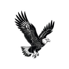 Elegant Silhouette Of A Black And White Eagle Vector Illustration