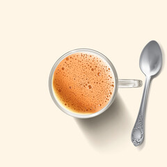 Nanyang Kopitiam Teh Tarik in Glass Mug Top View.