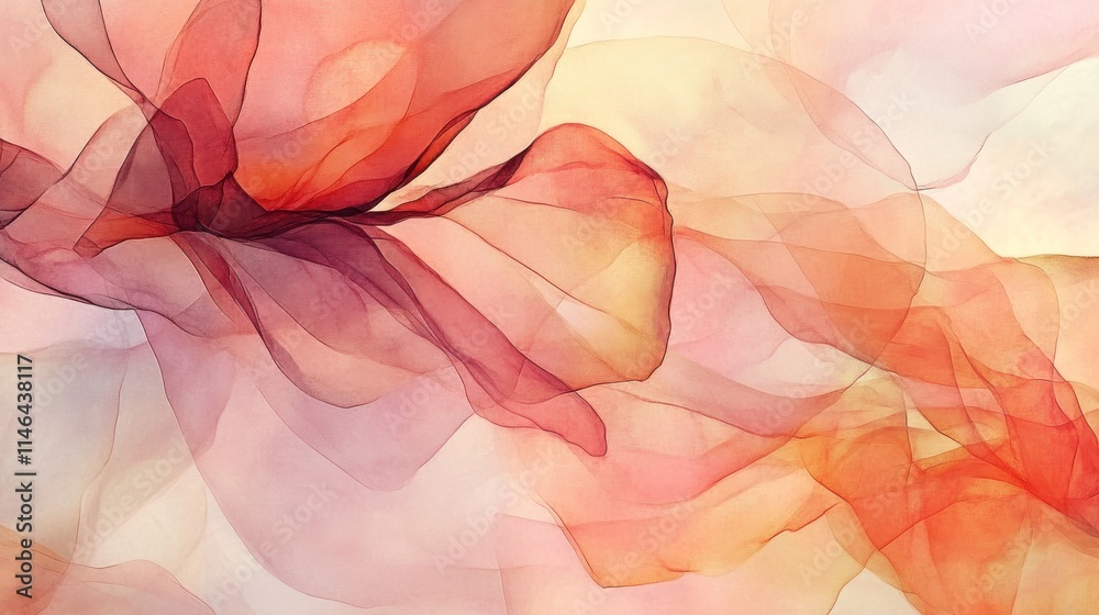 Poster abstract flowing shapes in warm tones create a serene and artistic atmosphere.