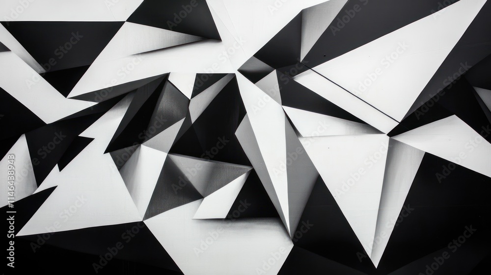 Aufkleber abstract geometric design featuring sharp black and white triangular shapes.